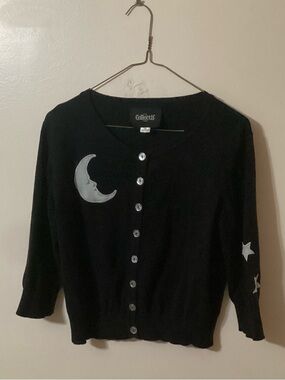 Collectif Black Moon & Star Appliqué Cardigan Size 12/14